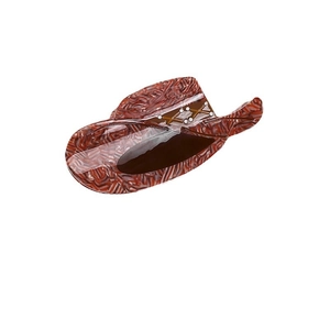 Retro cowboy hat hair claw in reddish brown acetate marble finish for women