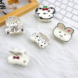 Pinces à cheveux mignonnes en acrylique avec formes de chien, lapin et ours pour femmes