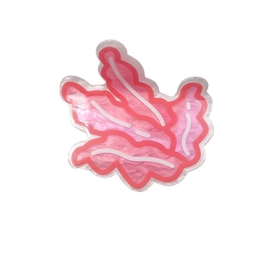 Pince à cheveux rose en acrylique avec motifs d'algues marines peints à la main