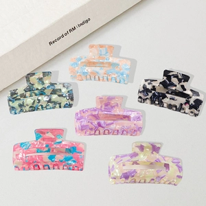 Korean Style Large Acetate Hair Claw Rectangular Hollow Marble Hair Clip Shark Clip For Women Fashion Hair Accessories