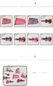Detailed close-up of leopard print hair claws in creative guitar and sweater shapes