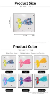 Detailed size chart and multi-color selection of 9.3cm mermaid tail acetate hair claws