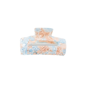 Elegant blue and pink marble acetate hair claw clip with large square design for women
