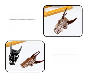 Detail of bohemian bull skull hair claw clip featuring natural marble texture finish