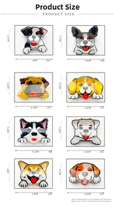 Size chart for cute acrylic puppy hair clips showing detailed height and weight per style