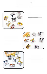 Detail view of cartoon dog hair claws in Corgi and Husky shapes made of high-quality acrylic
