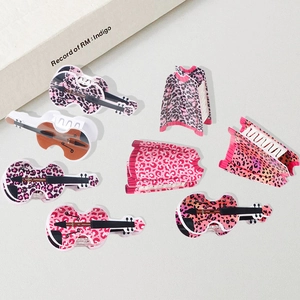 Violin-shaped leopard print hair claws in various colors for women's winter accessories