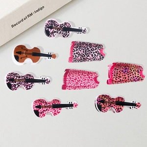 8-piece set of leopard print violin-shaped and rectangular hair claws for women