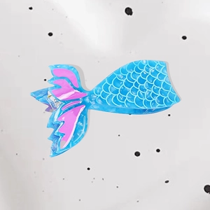 Blue acetate mermaid tail hair claw clip with pink fish scale texture for women