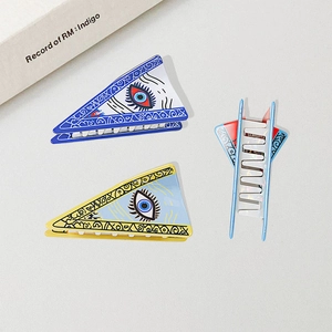 Three-piece set of evil eye PVC hair claws with ethnic geometric patterns for hair styling