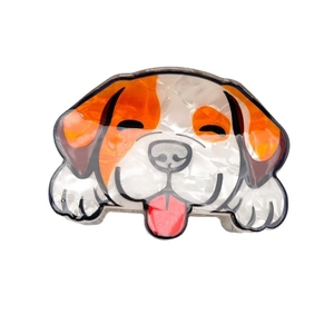 Cute cartoon dog hair claw clip made of marble texture acetate for girls' hairstyles