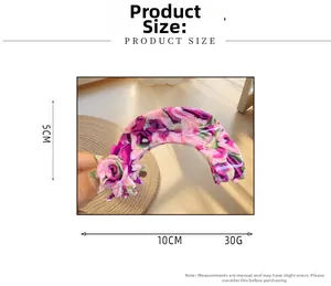 Floral acetate hair claw clip details with 10cm x 5cm size and 30g weight measurements