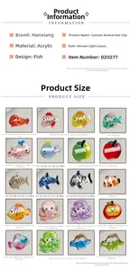 Guide des tailles des mini pinces à cheveux en acétate avec motifs animaux marins