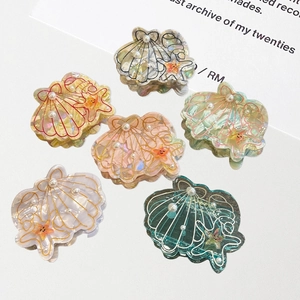 Pince à Cheveux en Acétate Série Océan avec Coquillage et Étoile de Mer et Künstliche Perles d'Imitation pour Femmes Plage
