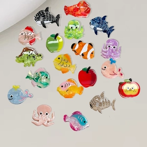 Mini Pinces à Cheveux en Acétate Animaux Marins de Dessin Animé Petites Pinces Forme de Requin Poulpe Baleine Fruit pour Femmes