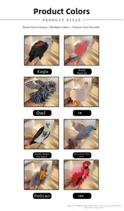 Vue détaillée de pinces à cheveux en acétate en forme d'oiseaux, styles aigle et perroquet
