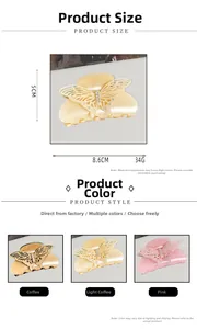 Vue macro de la pince à cheveux papillon en acétate avec strass, 8,6 cm x 5 cm
