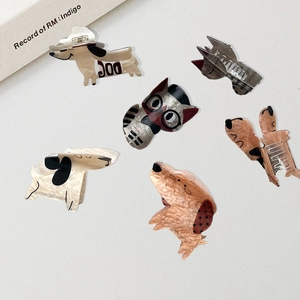 Pinces à cheveux en acrylique aux motifs de chiens et chats colorés en acétate marbré