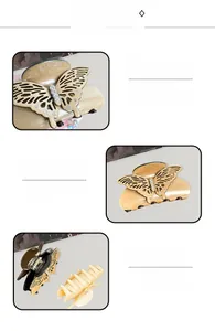 Détails macro de la pince à cheveux papillon avec strass et structure de préhension