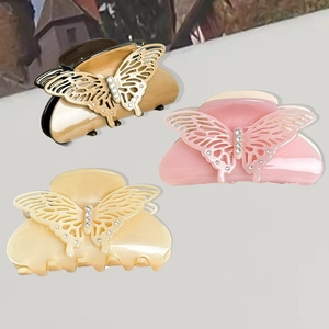 Pince à Cheveux Papillon en Acétate Élégante avec Strass Ajourée Pince Requin Grande Pince à Mâchoires pour Femmes Accessoire de Coiffure