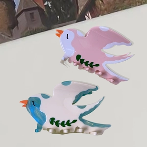 Pince à Cheveux en Acétate Hirondelle de Dessin Animé Mignon Oiseau Animal Forme Rose Bleu Assortiment de Couleurs Accessoires Cheveux