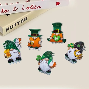 St. Patrick's Day Haarklammern Set mit Zwergen und Kleeblatt Motiven in Grün