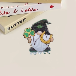 St. Patrick's Day Haarklammer mit Gnom, grünem Kleeblatt und Hufeisen Motiv