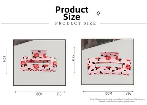 Guide des tailles pour pinces à cheveux rose fleuri en formats 8 cm et 10 cm