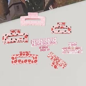 Lot de pinces à cheveux roses avec motifs de roses, lèvres et lettrage XOXO