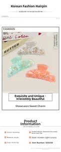 Detailed close-up of acrylic hair claw clips featuring hollowed moon and star rhinestone designs