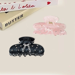 Pince à cheveux élégante en acétate avec motif marbré et nœud pour femmes