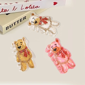 Pince à Cheveux Ours en Dessin Animé Acrylique Barrette Mignonne Accessoires Cheveux Animaux pour Femmes Filles Cadeau Valentin