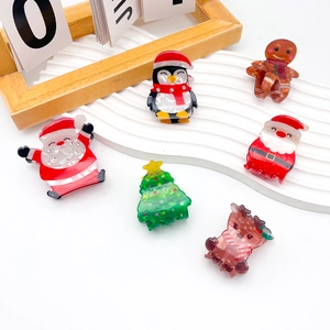 Set di 6 fermagli per capelli natalizi in acetato con motivi di Babbo Natale e renne