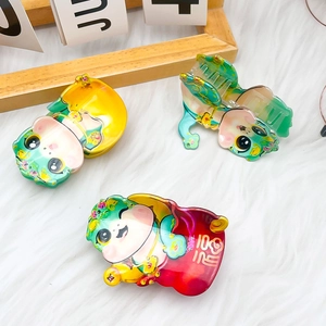 Pinces à cheveux serpent du Nouvel An chinois avec motifs de fortune sur peluche