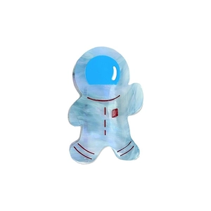 Cute astronaut acetate hair claw clip with blue marble texture for stylish updos