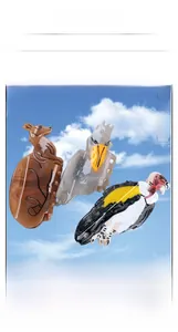Detailed view of novelty animal-shaped hair claws featuring alpaca and bird designs