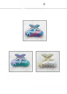 Pince à cheveux étoile de mer avec strass brillants et dégradé, taille 8,7x4,8cm