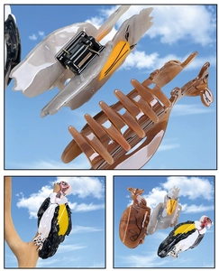 Detail showing acetate hair claws with realistic eagle and kangaroo animal designs