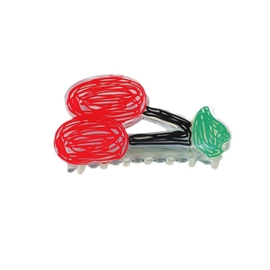 Sweet acrylic hair claw clip featuring hand-painted cherry patterns on transparent base