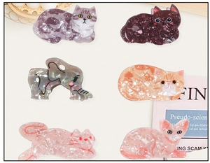 Détails des pinces à cheveux en acétate avec motifs mignons de chats et d'éléphants