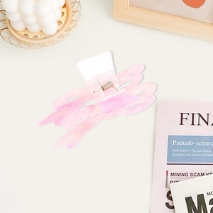French style acrylic butterfly hair claw clip with pink marble pattern for women