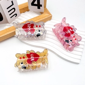 Süßer Cartoon Bär Herz Haarklammer Romantisch Valentinstag KISS Bär Acryl Haarklammer Süß Hai Clip Kopfschmuck Für Damen