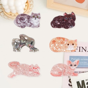 Mignonne Pince à Cheveux Animaux Dessin Animé Plastique Résine Chat Éléphant Texture Marbre Accessoires de Coiffure pour Femmes