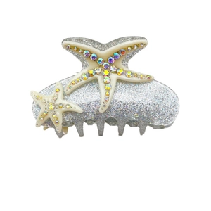 Pince à cheveux étoile de mer étincelante avec strass colorés sur base argentée