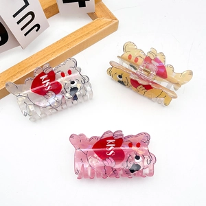 Set mit drei süßen Bären-Haarklammern mit Kiss-Herz-Motiv in verschiedenen Farben
