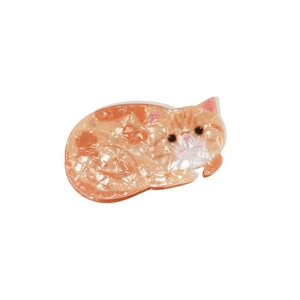 Pince à cheveux chat orange mignon en acétate marbré pour coiffure tendance