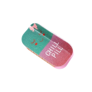 Sparkly Chill Pill pill-shaped acrylic hair claw with colorful glitter and cute lettering