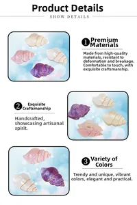 Détails des pinces à cheveux en forme de coquillage avec fini perlé et motifs dorés