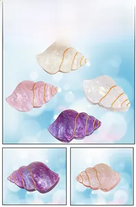 Pinces à cheveux en forme de conque en acétate avec nacre en plusieurs couleurs