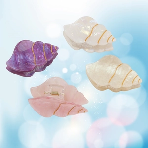 Pinces à cheveux élégantes en forme de coquillage aux tons pastel et fini perlé